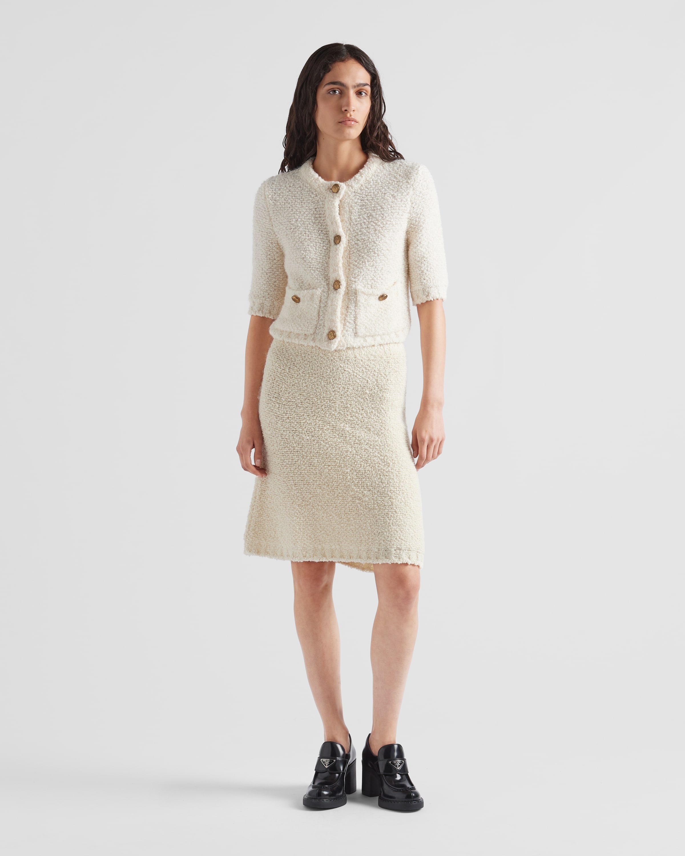 【プラダ・PRADA】Boucle mohair knit skirt Prada Bouclé mohair knit skirt | REVERSIBLE