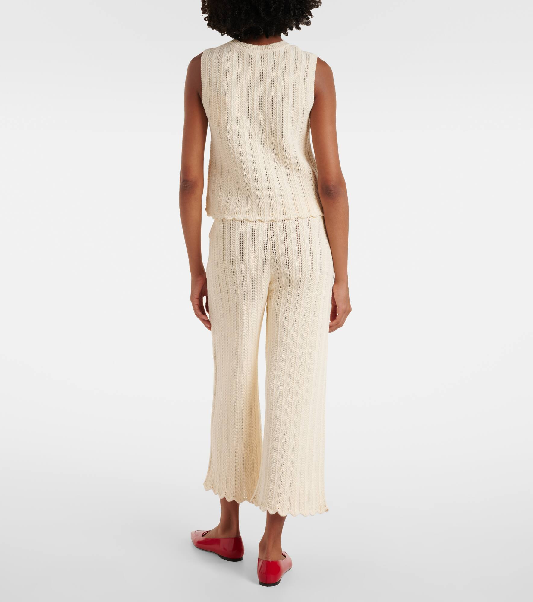 Zabou scalloped pointelle cotton top - 3