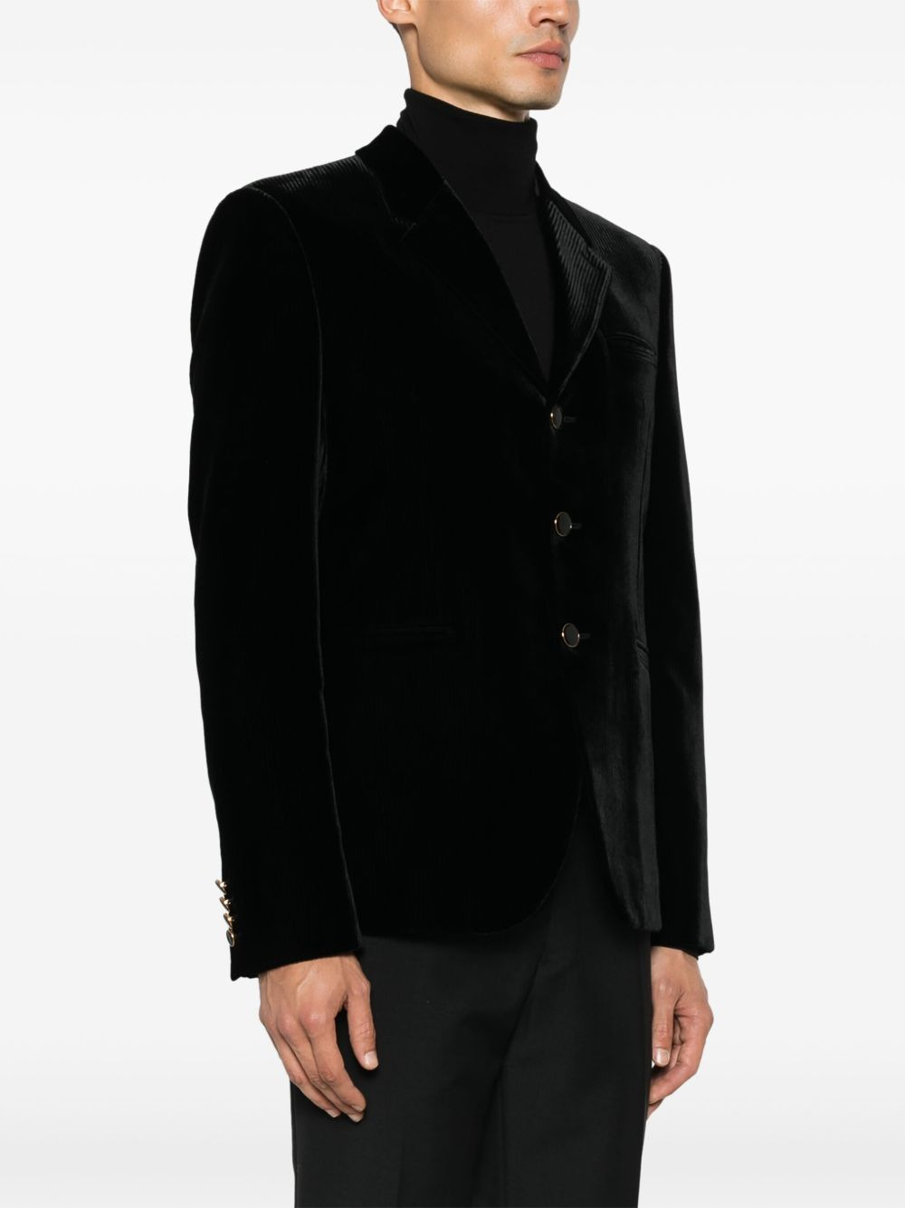 single-breasted ribbed blazer - 3