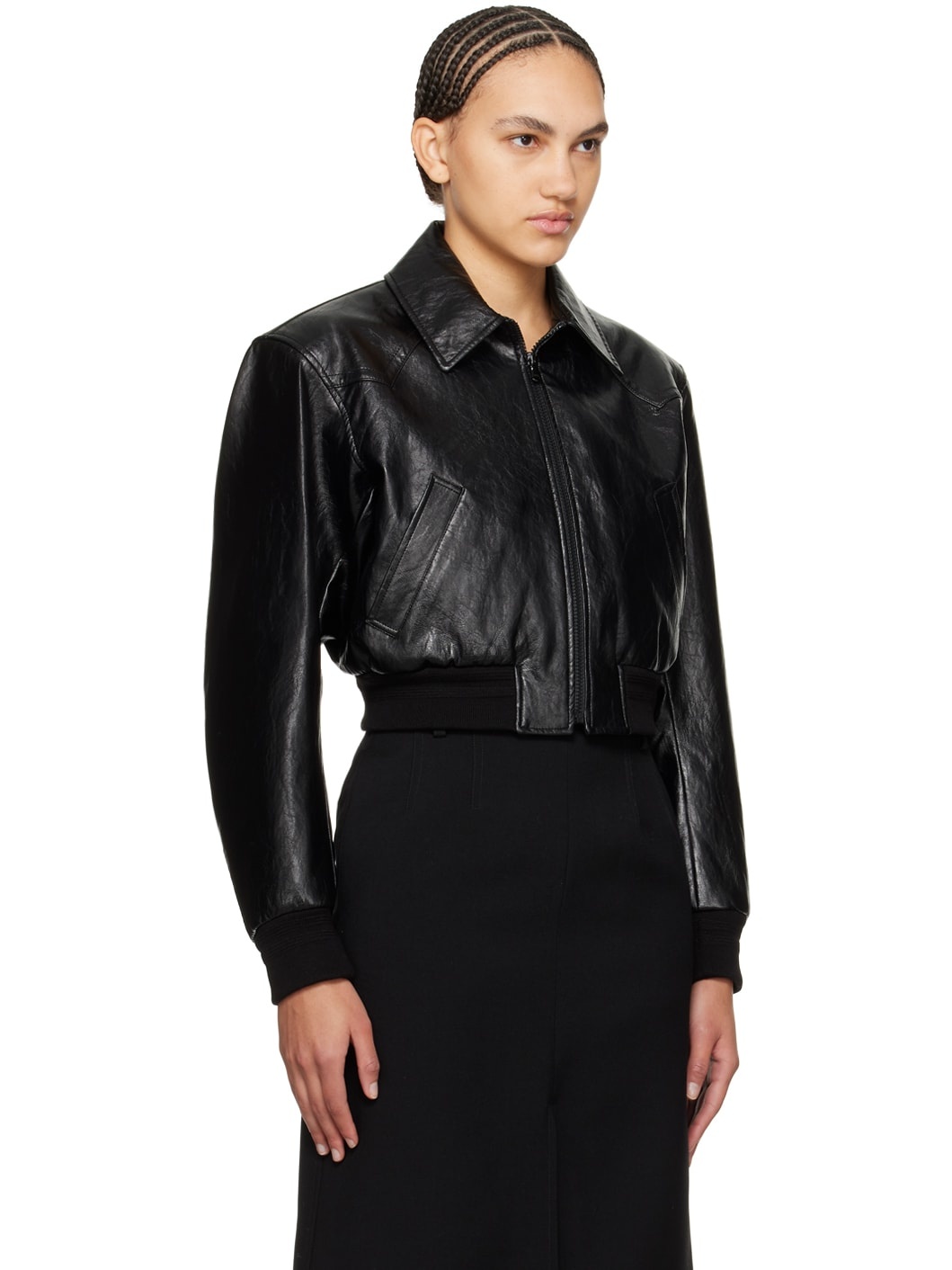 Black Lyon Faux-Leather Bomber Jacket - 2