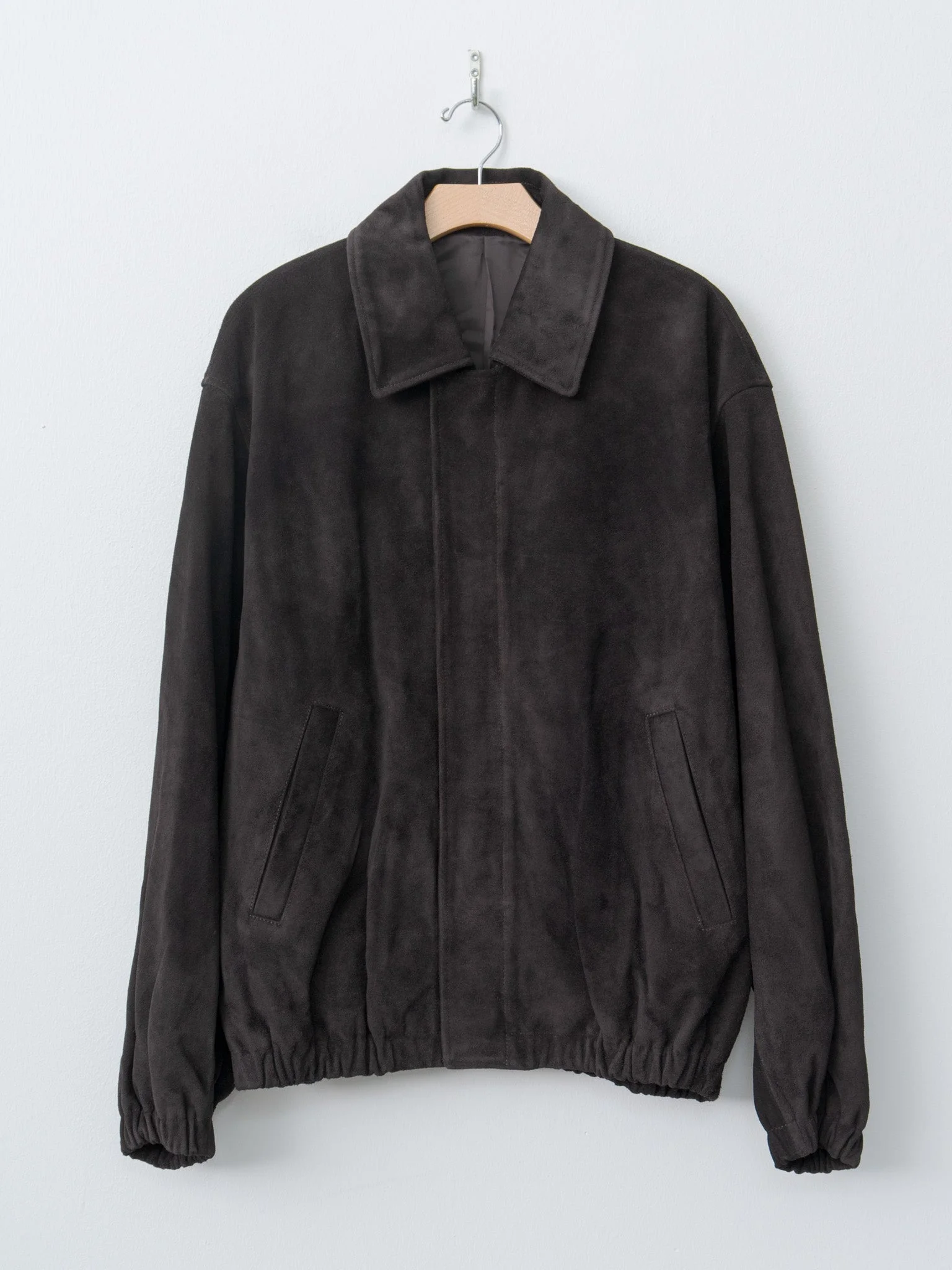 Suede Zip Short Jacket - Dark Brown - 1