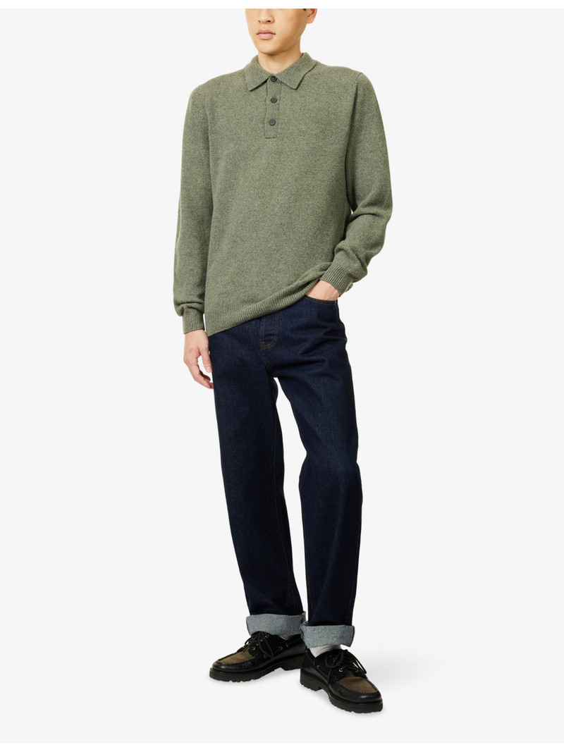 Sunspel Long-Sleeve Wool Knitted Polo Shirt outlook