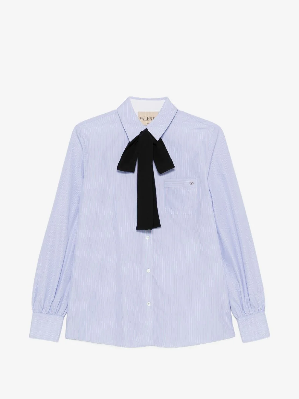 bow-detail pinstriped shirt - 1