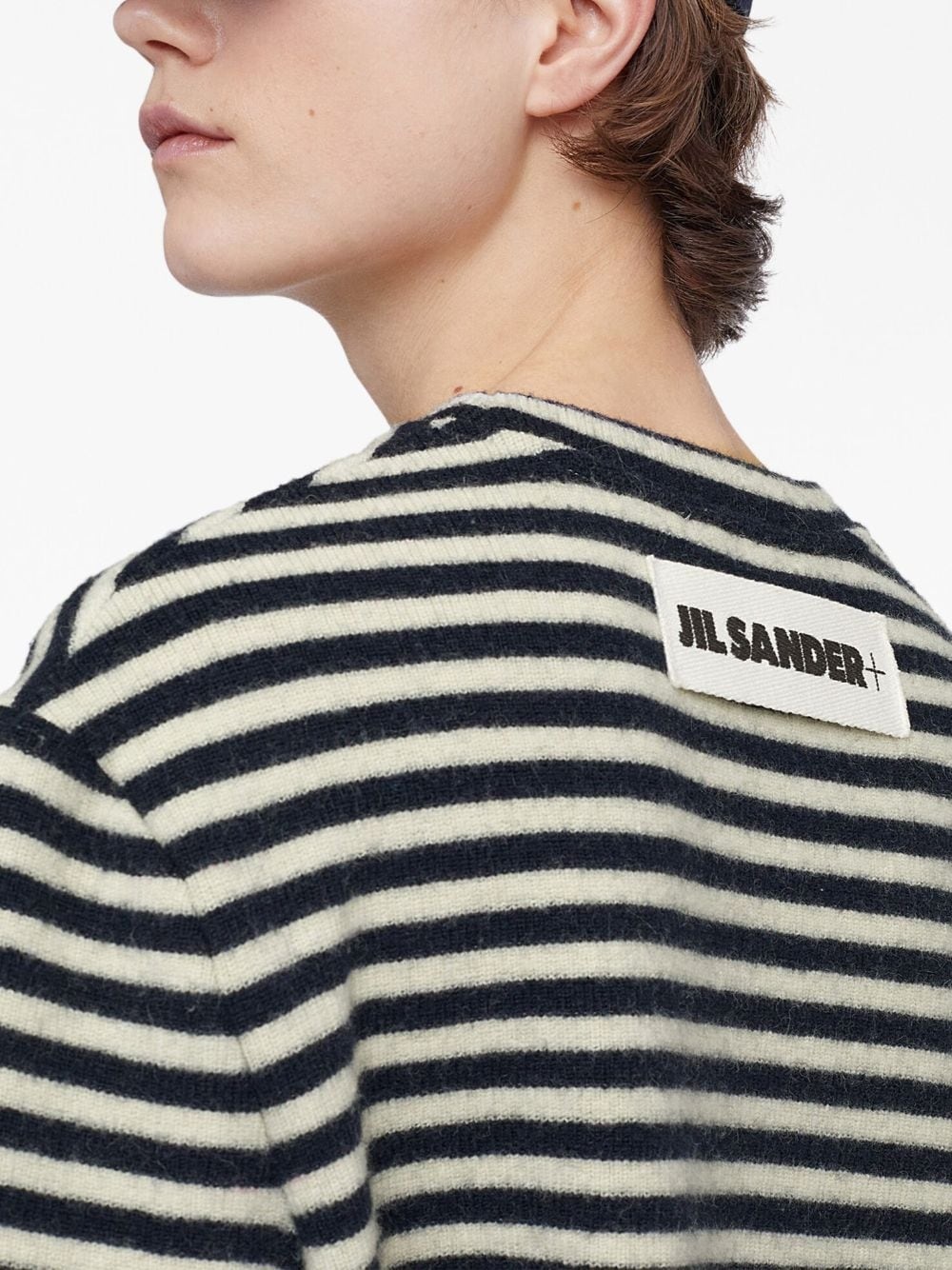 logo-patch striped wool T-shirt - 5