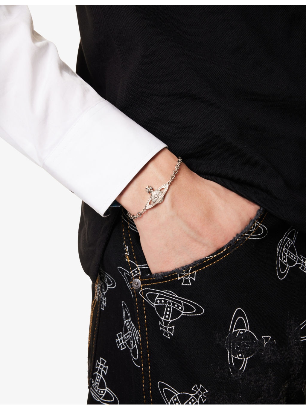 Mini Bas Relief Chain silver-tone plated brass bracelet - 2