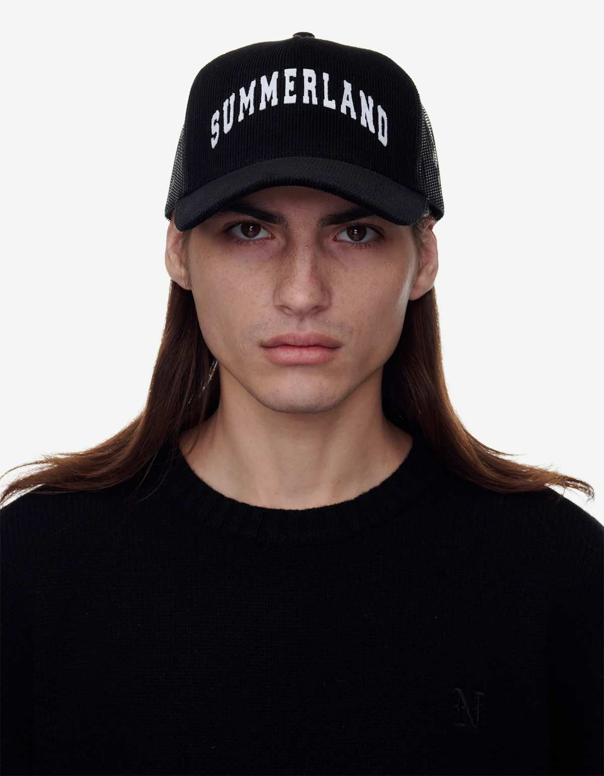 Nahmias Black Summerland Corduroy Trucker Hat - 1