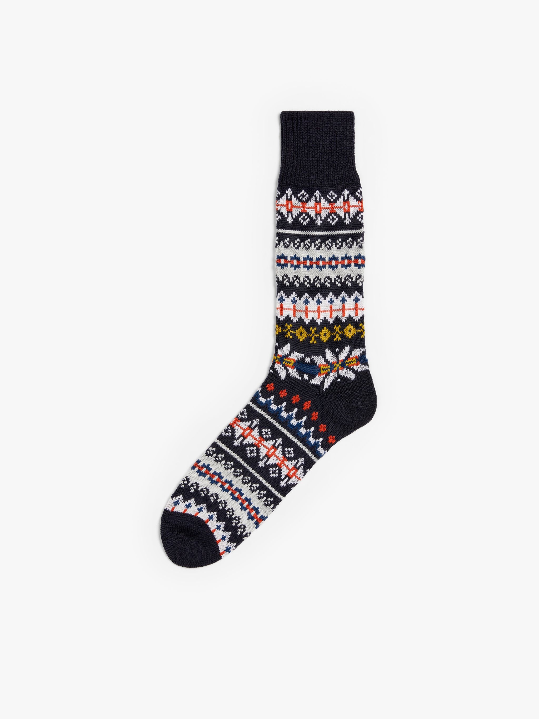 DARK NAVY WOOL FAIR ISLE SOCKS - 1