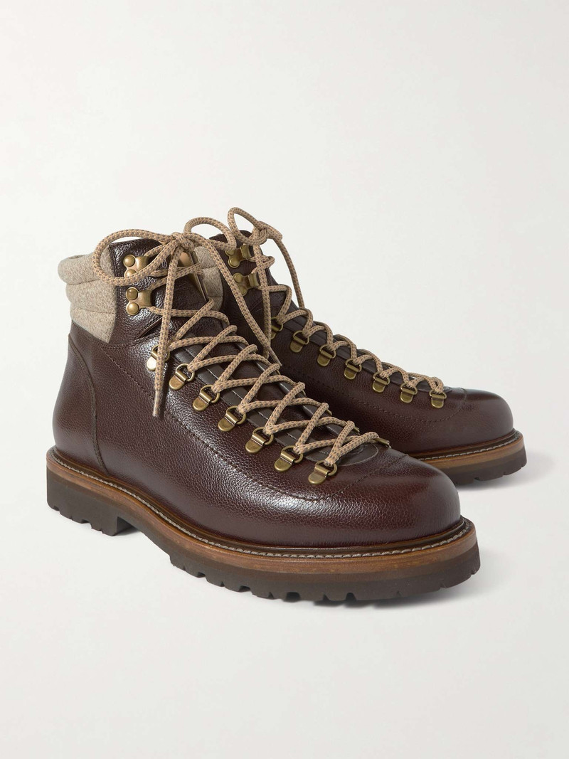 Cashmere-Trimmed Leather Boots 4