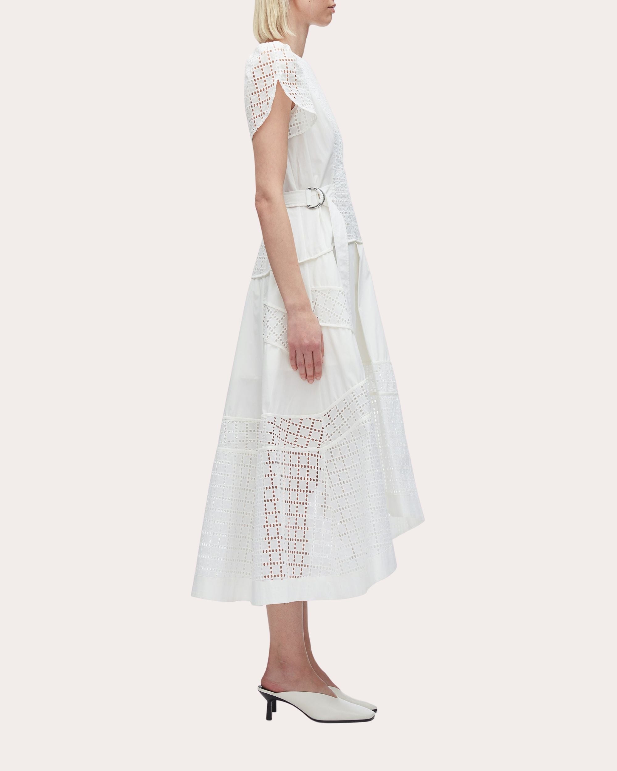 Broderie Anglaise Cotton Tulip Midi Dress - 3
