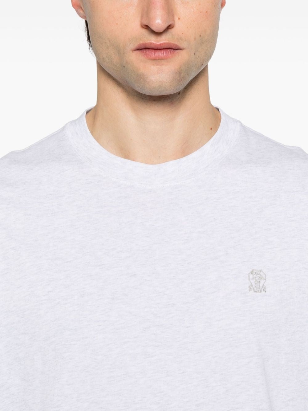 Brunello Cucinelli Men Cotton Jersey Crew-Neck T-Shirt With Logo - 4