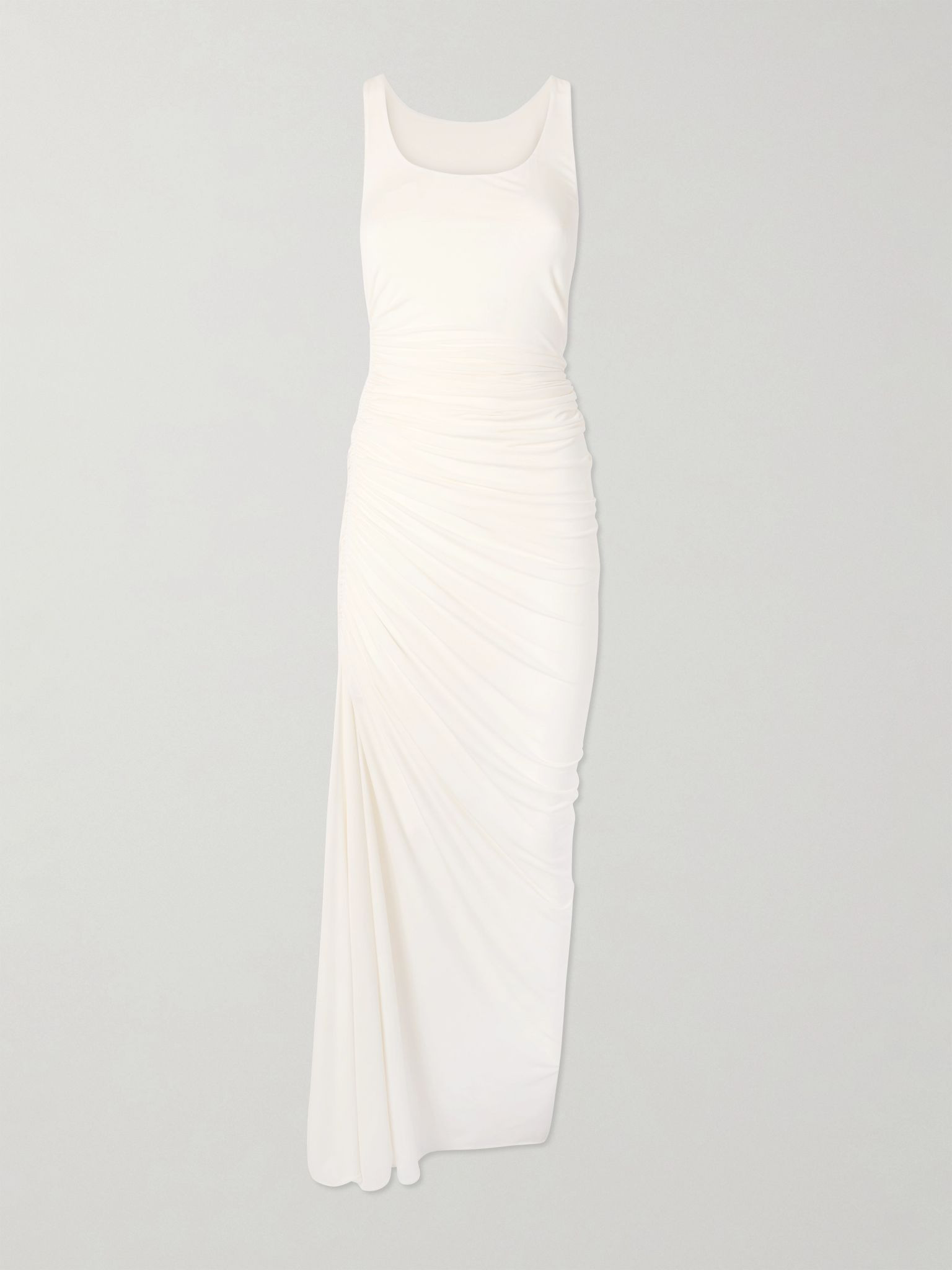 Gathered stretch-jersey midi dress White - 1