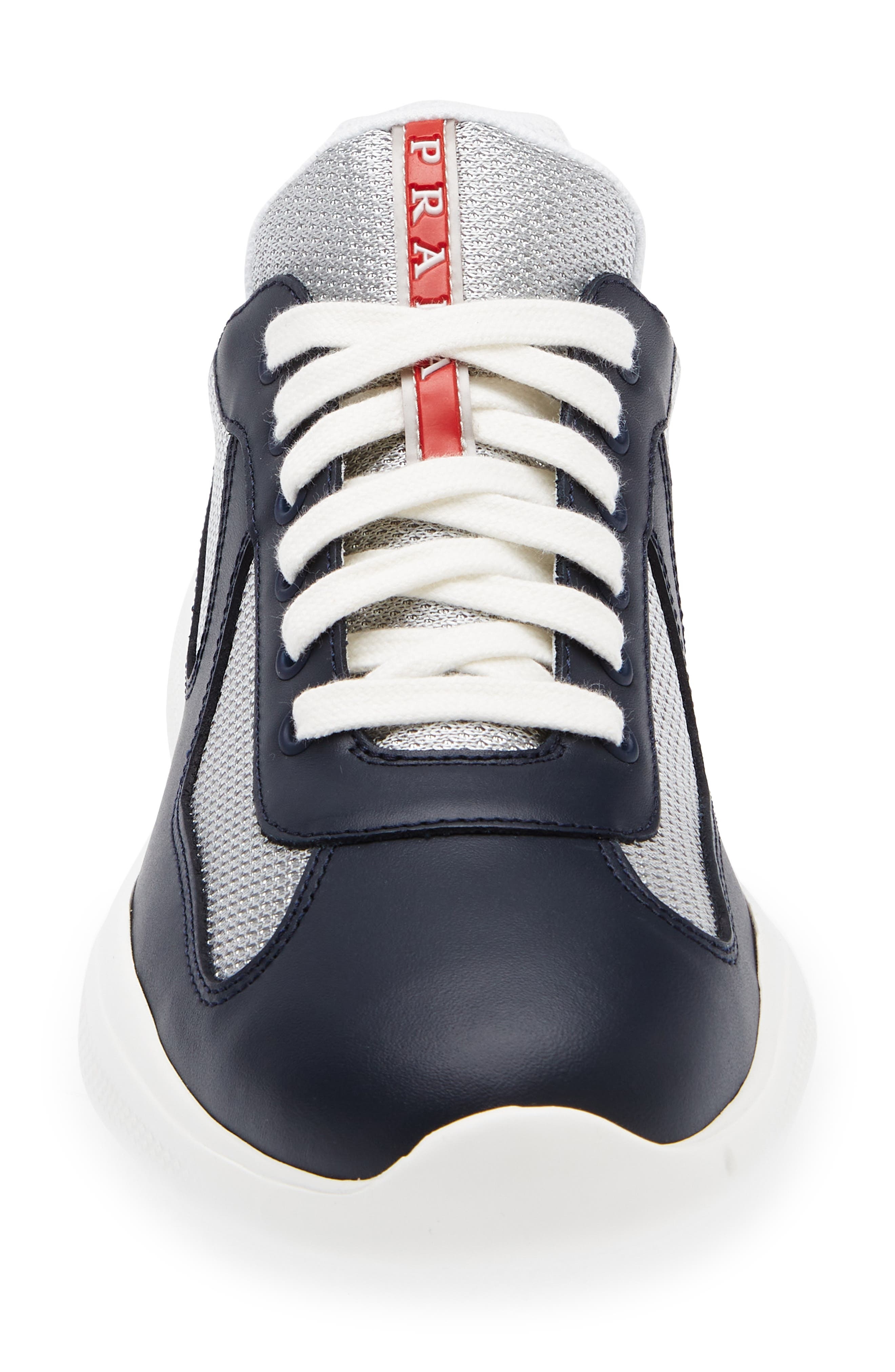 Prada America's Cup Soft Bike Low Top Sneaker in Baltico Argento at Nordstrom - 4