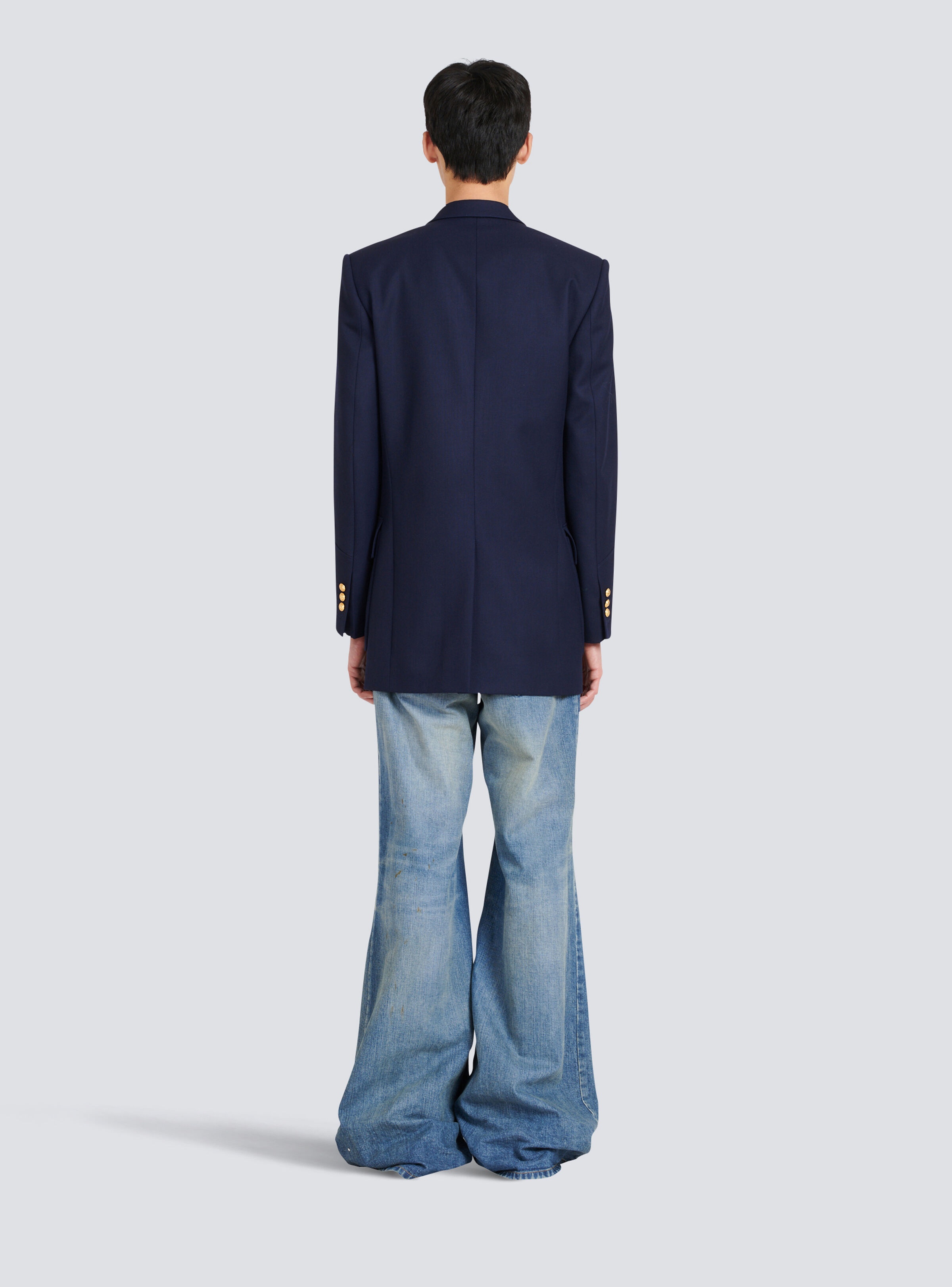 Six-button twill blazer with monogram lining - 4