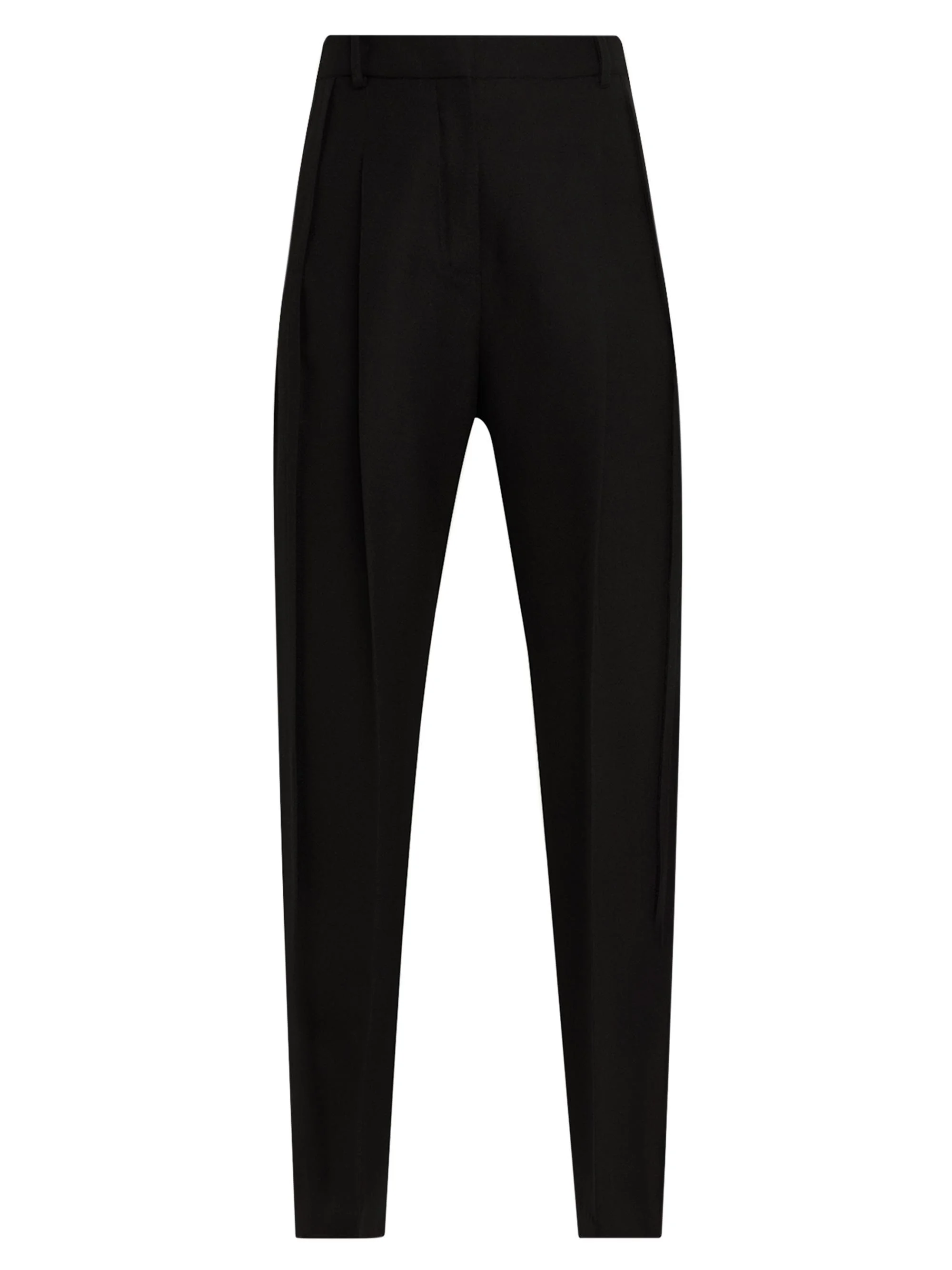 Women's Cigarette Wool Slit Trousers - Black - 1