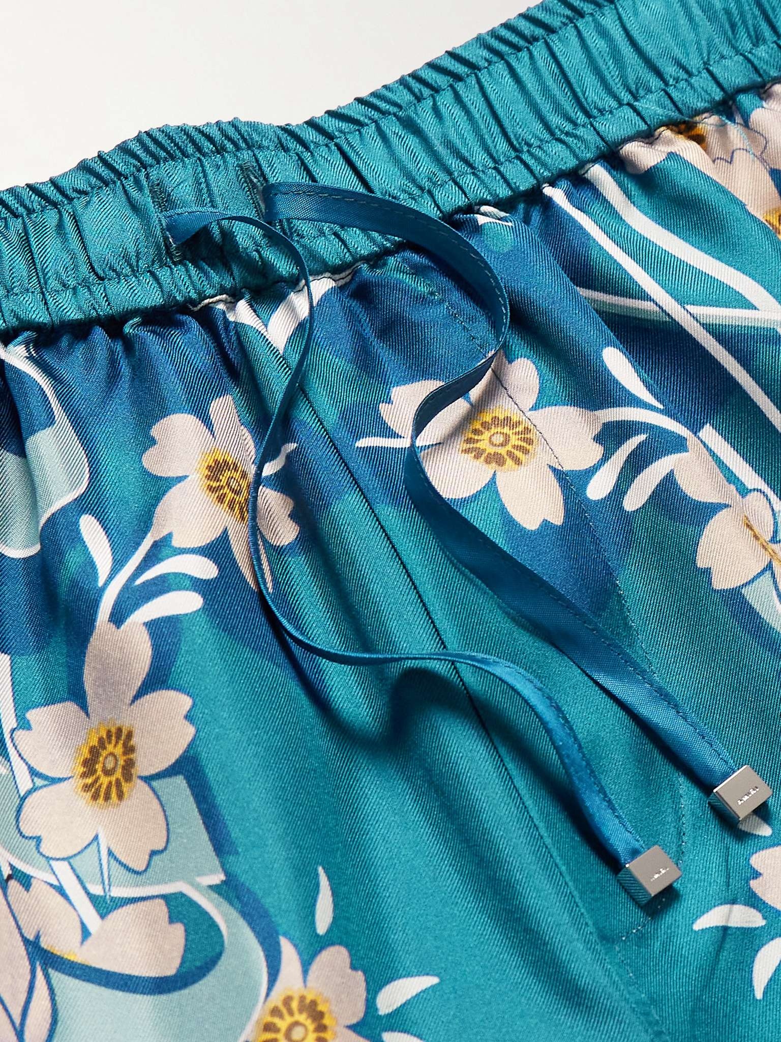 Straight-Leg Floral-Print Silk-Twill Drawstring Shorts - 4