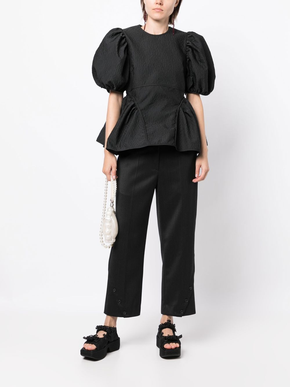 puff-sleeve peplum blouse - 2