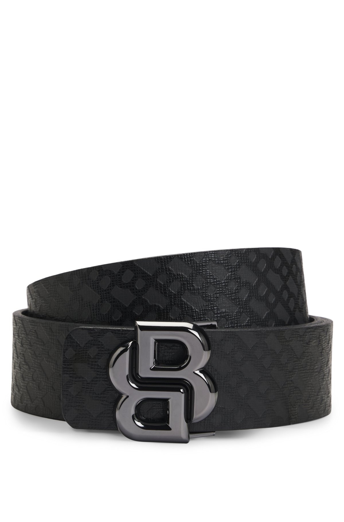 ITALIAN-LEATHER REVERSIBLE BELT WITH MONOGRAM BUCKLE - 1