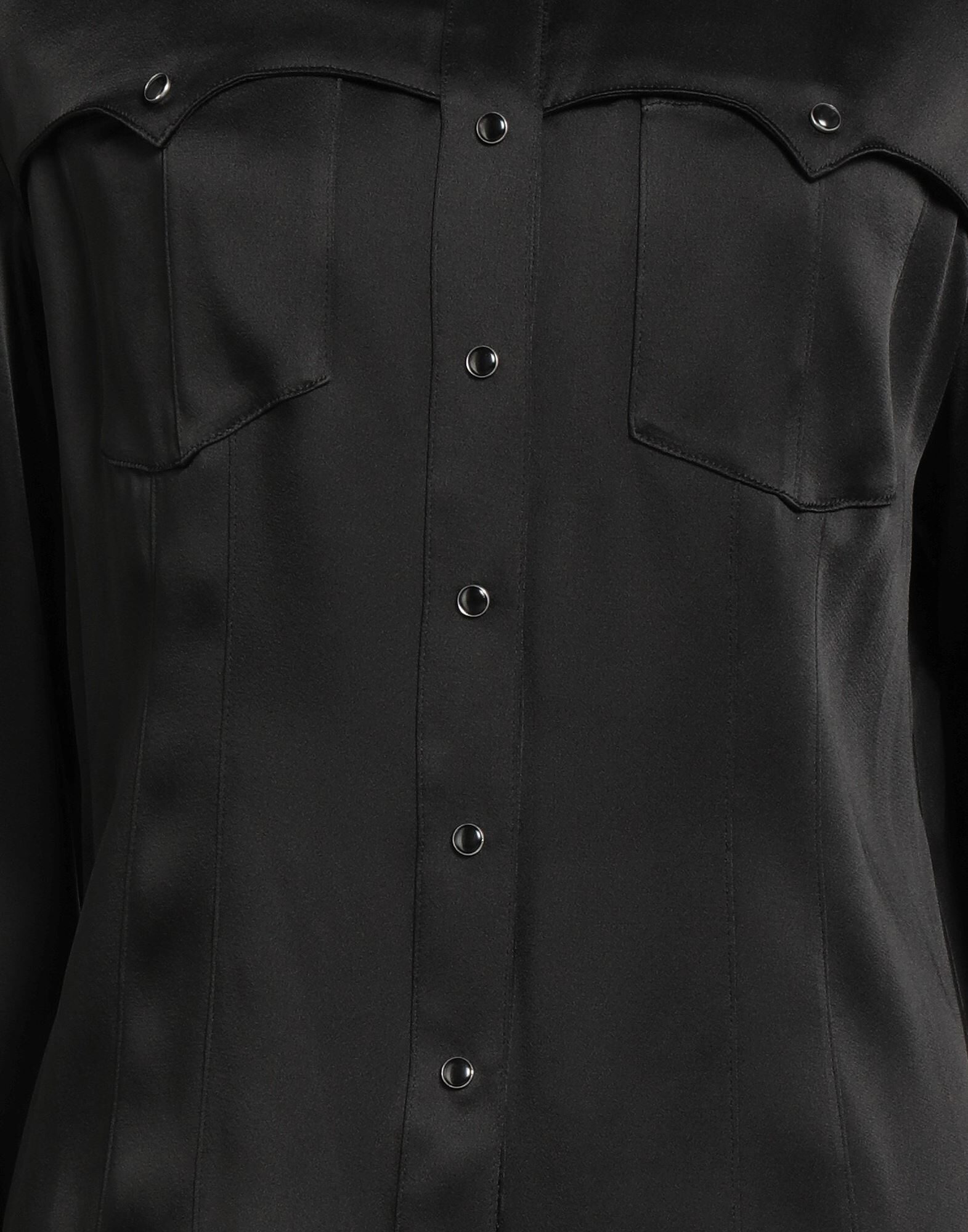 Black Women's Solid Color Shirts & Blouses - 4