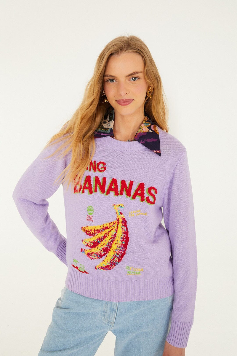 Lilac Going Bananas Knit Sweater 1