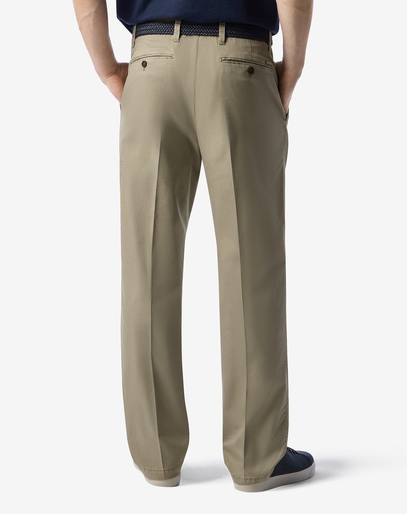 Khaki stretch lyocell cotton trousers - 4