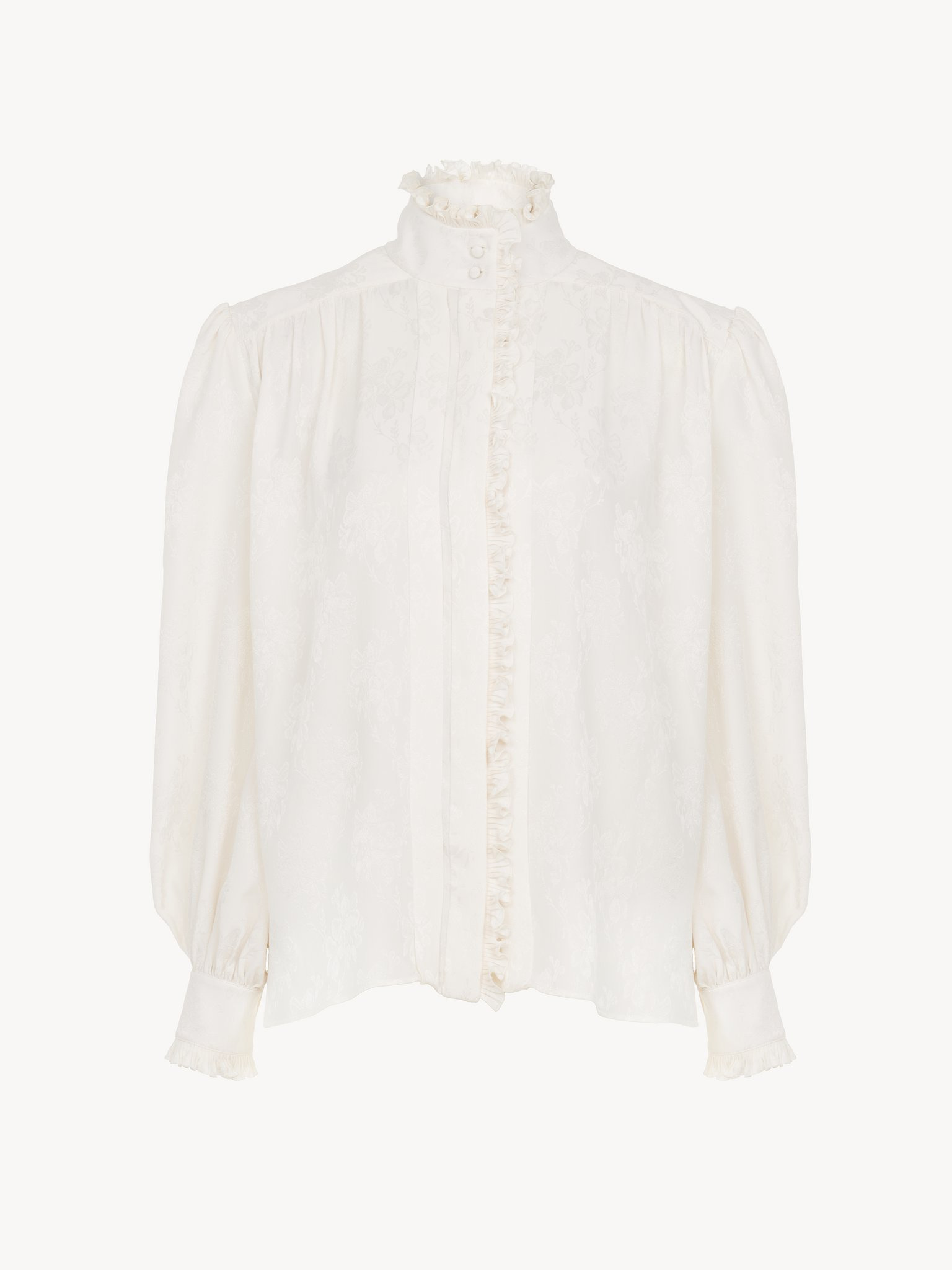OVERSIZED RUFFLED BLOUSE IN SILK JACQUARD - 2