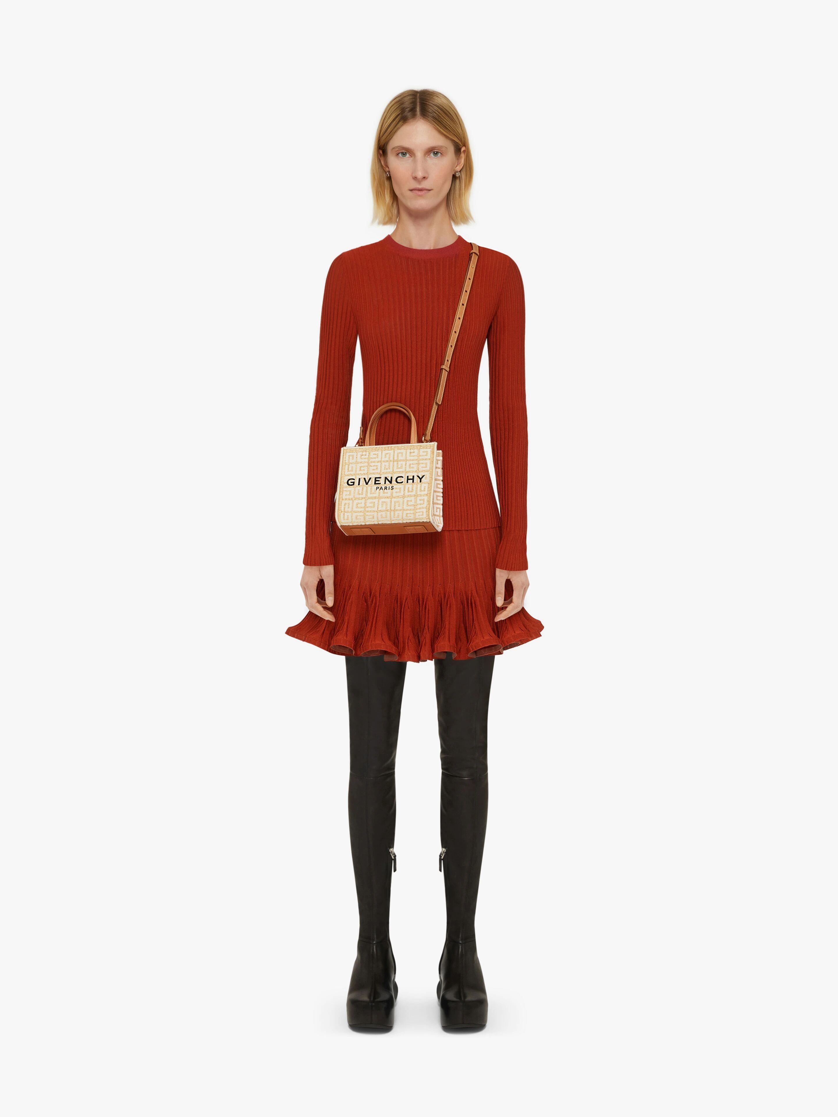 MINI G TOTE SHOPPING BAG IN 4G EMBROIDERED RAFFIA - 2