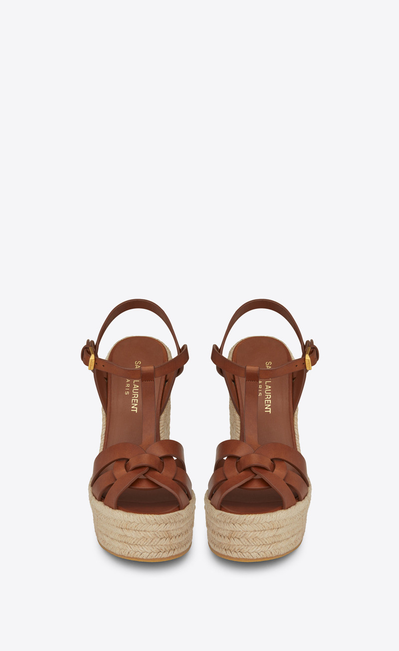 SAINT LAURENT tribute espadrilles wedge in smooth leather outlook