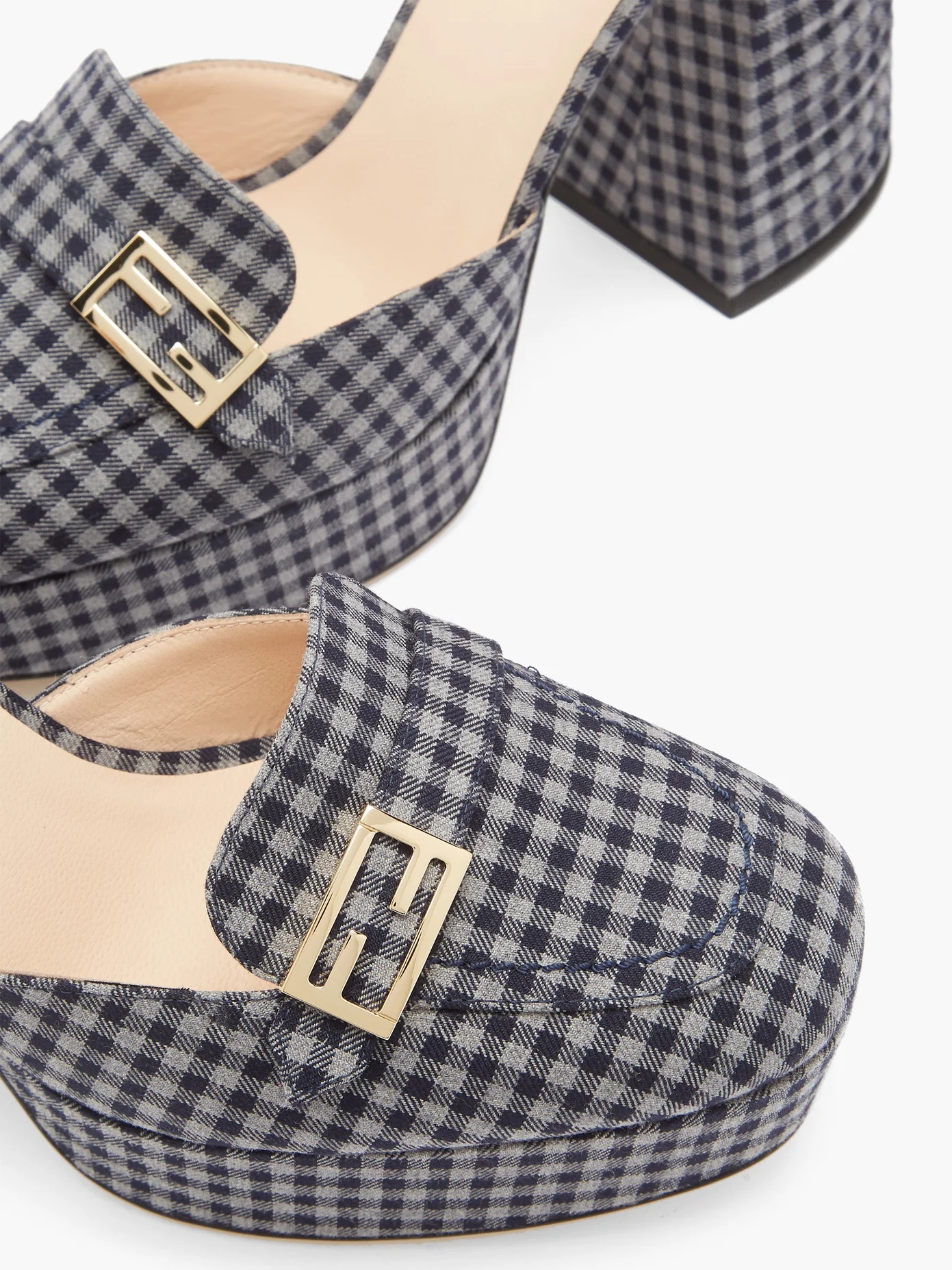 Promenade gingham cross-strap platform sandals - 6