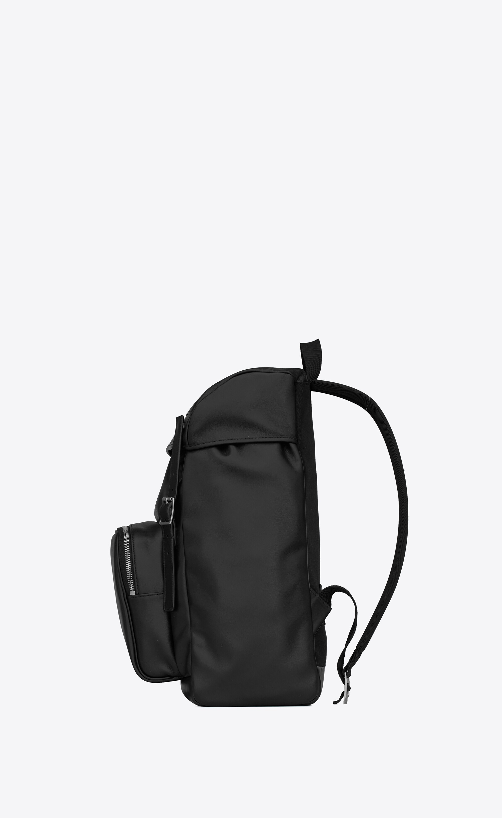 city flap backpack in matte leather and nylon - 3
