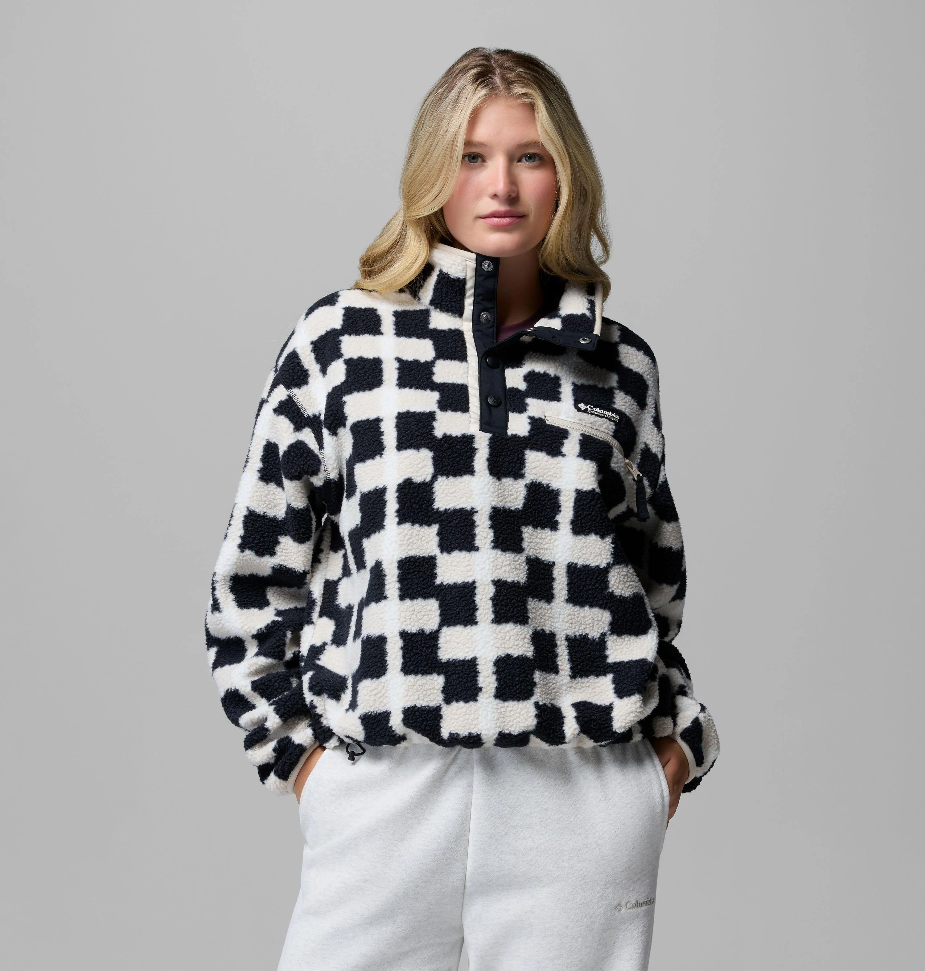 Women's Helvetia II Printed Cropped Half Snap Fleece Pullover - 1