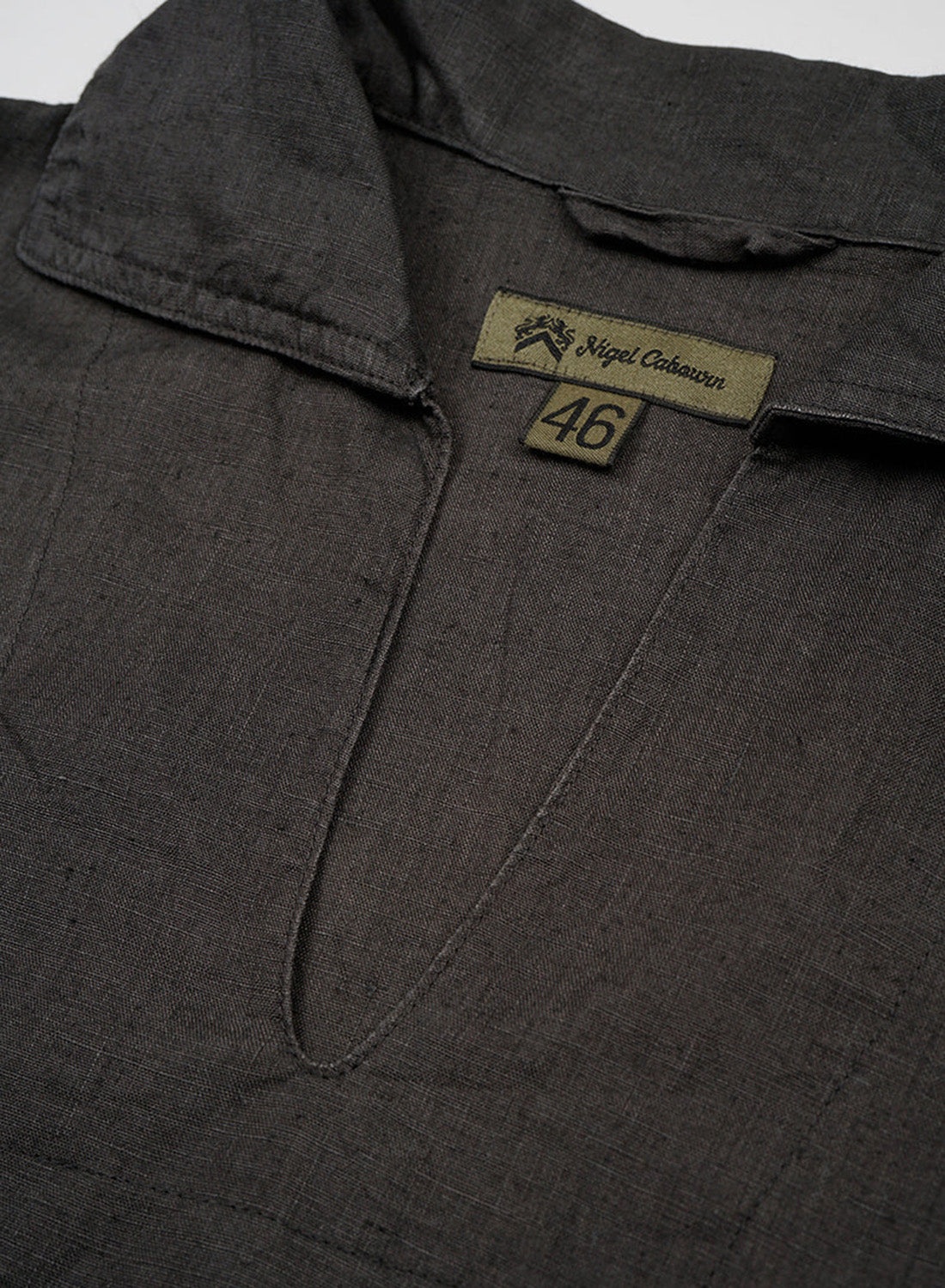 French Pullover Shirt Hemp in Charcoal Grey - 6