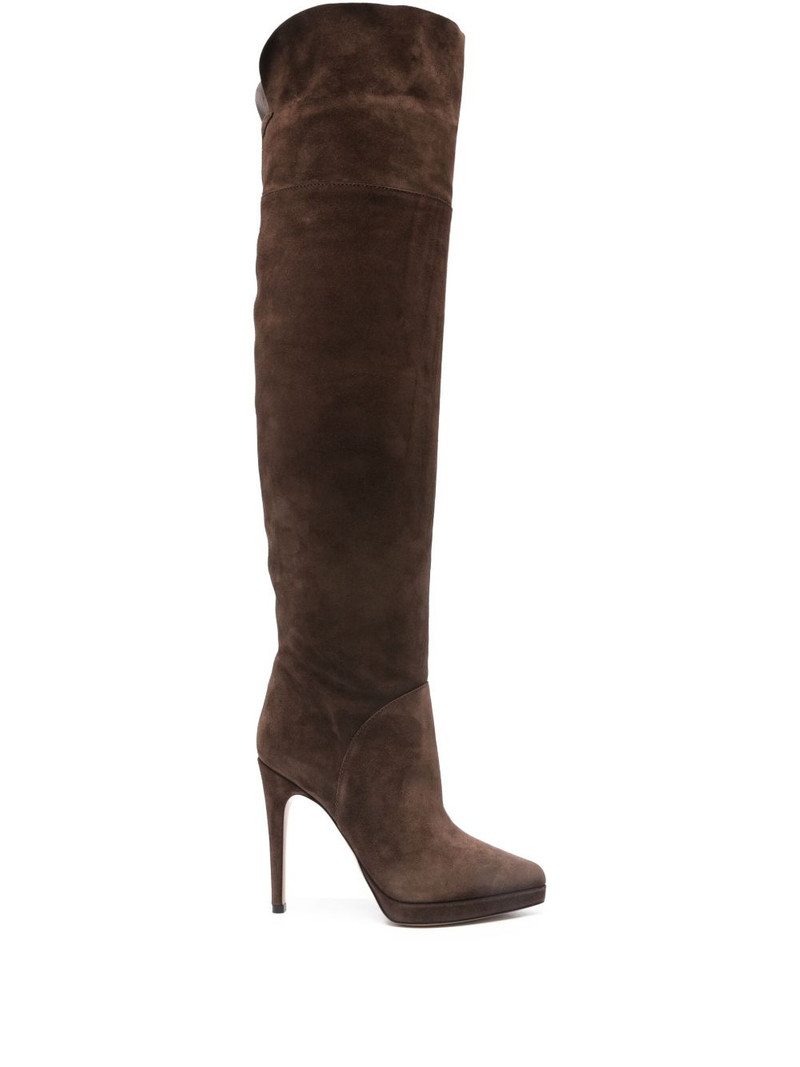 100mm suede stiletto knee-high boots 1