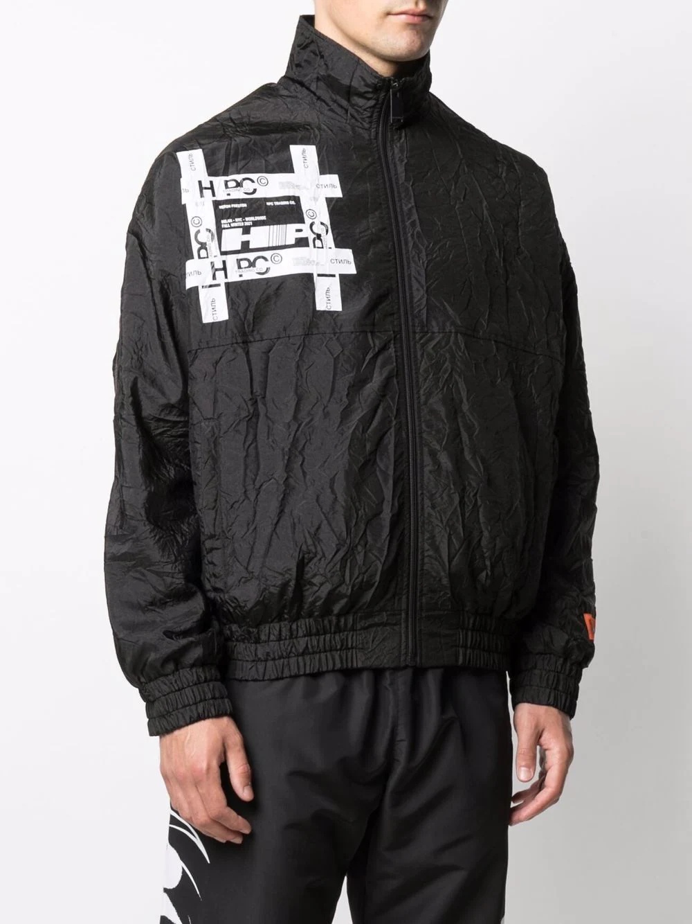 logo-print crinkled windbreaker - 3