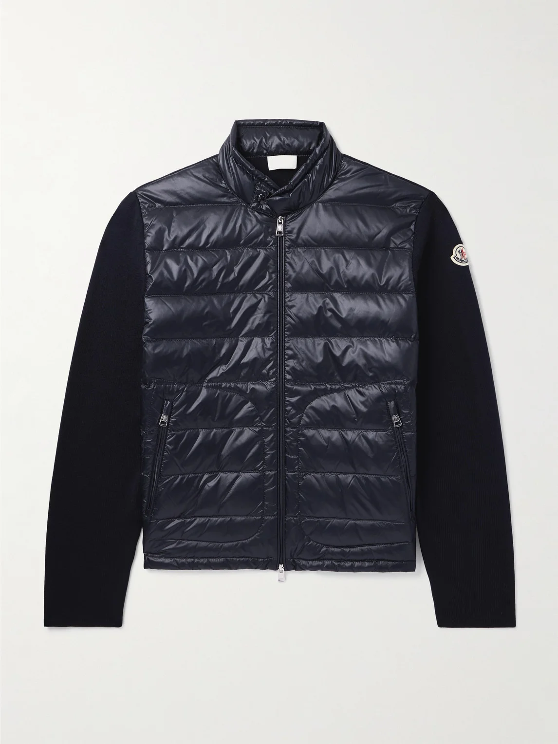 Slim-Fit Logo-Appliquéd Quilted Nylon-Panelled Wool Down Cardigan - 1