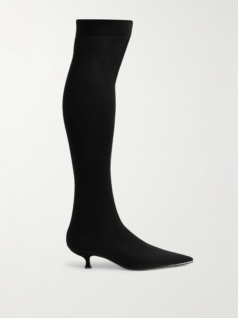 Crystal-embellished Stretch-knit Over-the-knee Boots 1