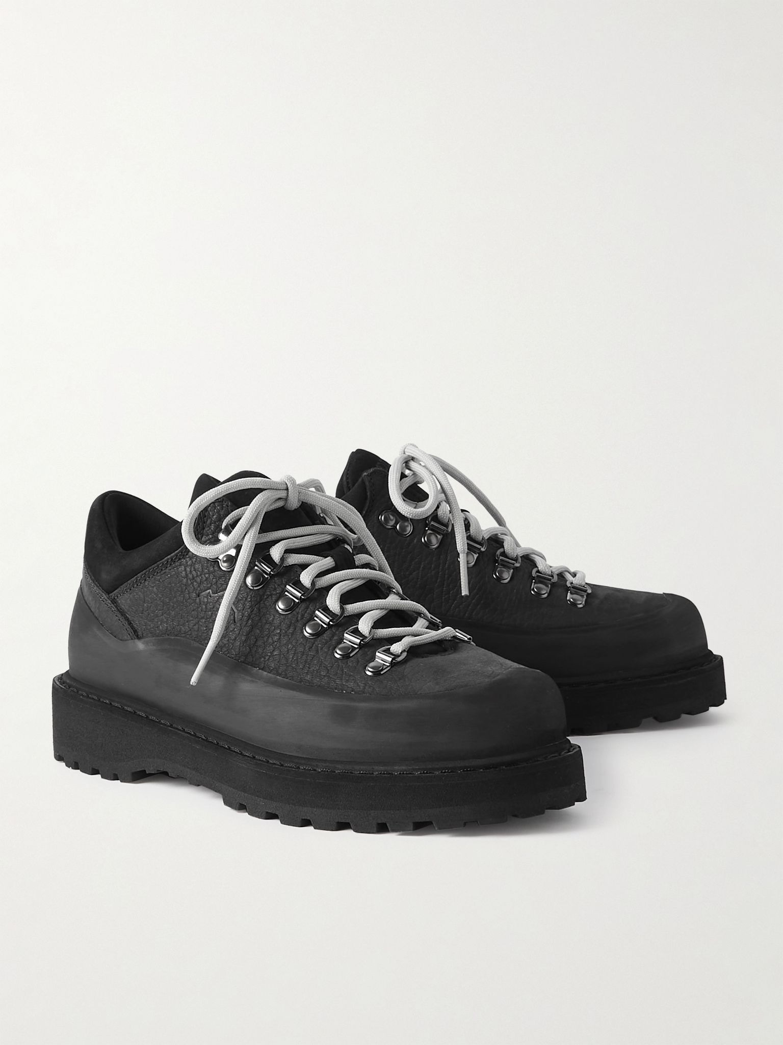 Cornaro Gomma Rubber and Suede-Trimmed Full Grain-Leather Sneakers Black - 4