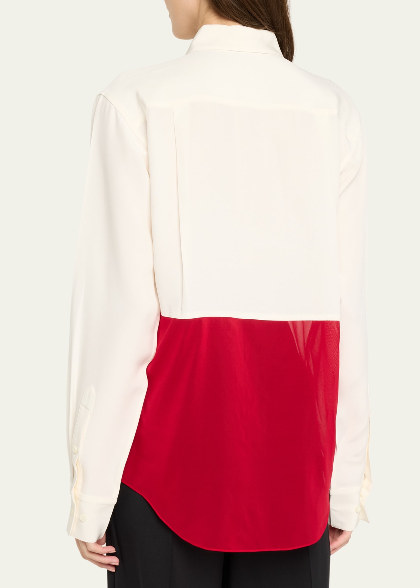 Colorblock Button-Front Office Shirt - 3