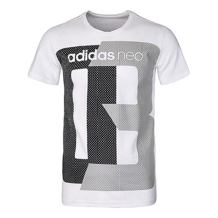 adidas neo M Fav Tshirt Printing Casual Sports Short Sleeve White CV6936 - 1