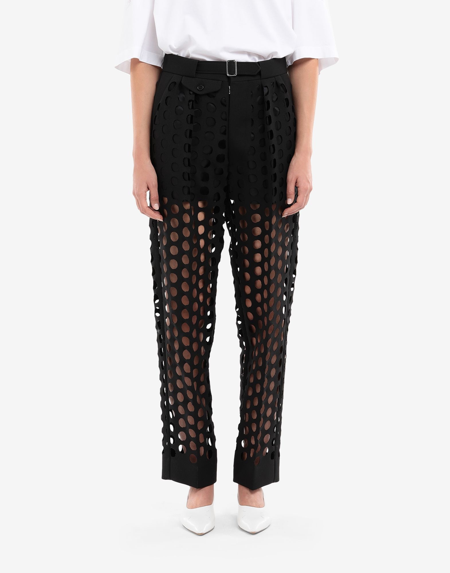 All-over punched hole trousers - 5