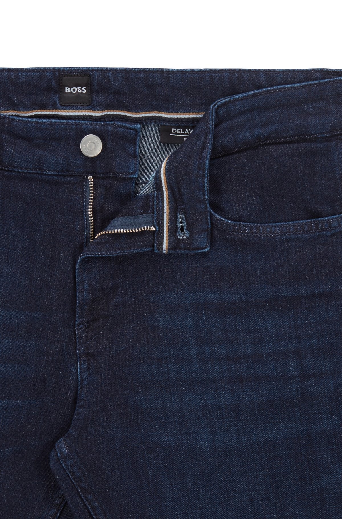 SLIM-FIT JEANS IN DARK-BLUE ITALIAN SUPER-SOFT DENIM - 6