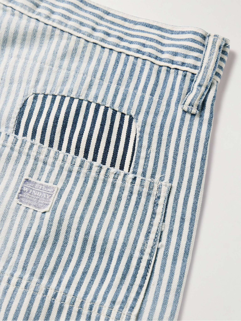 Hickoree Port Wide-Leg Striped Patchwork Cotton-Twill Trousers 5