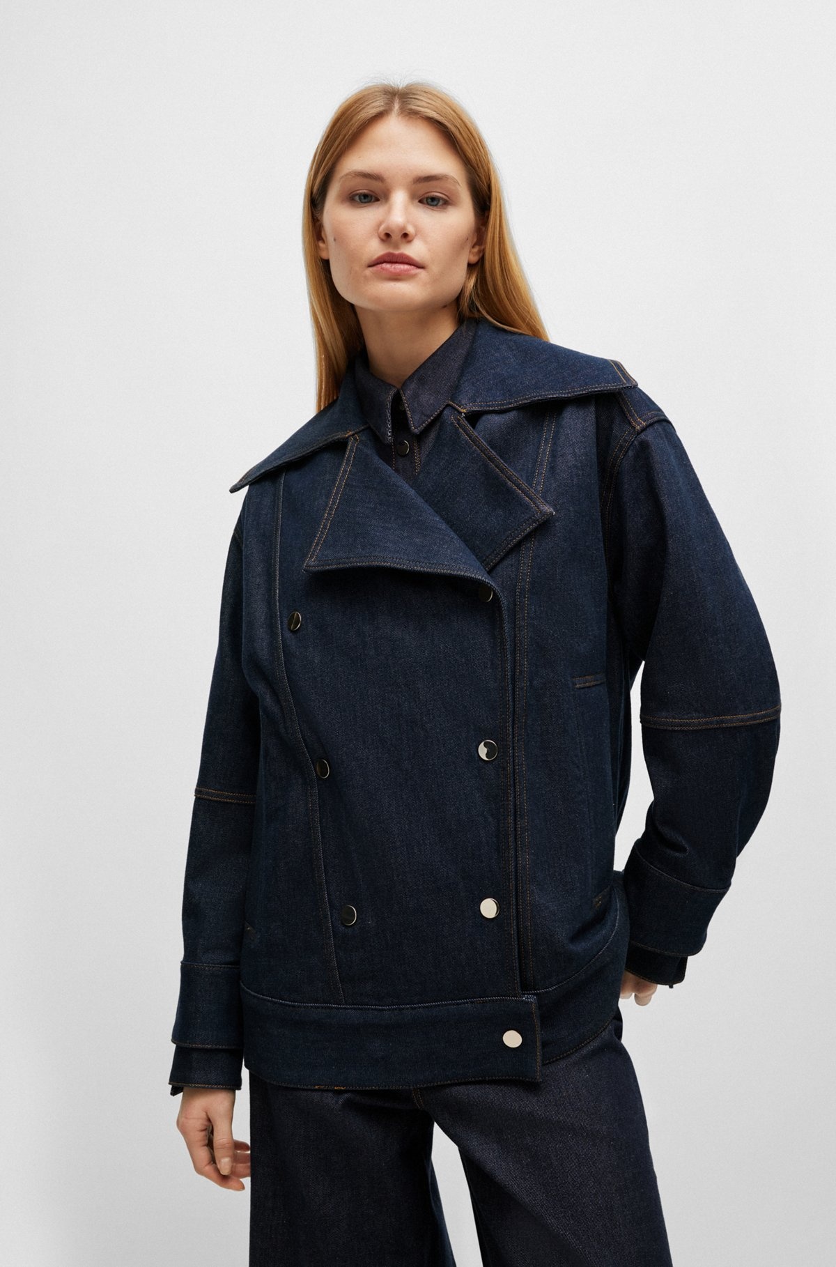RELAXED-FIT DENIM JACKET WITH DOUBLE-BREASTED CLOSURE - 2