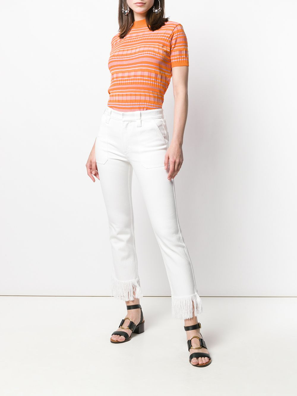 fringe trimmed jeans - 2