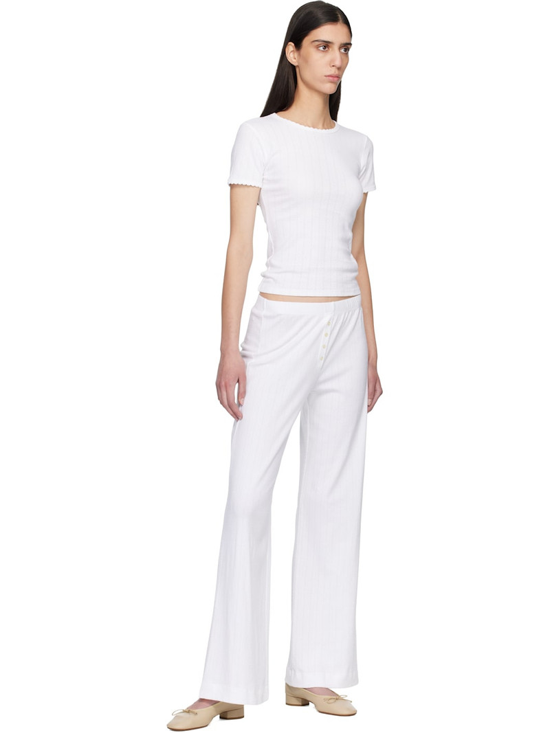LESET White Pointelle Boxer Lounge Pants outlook