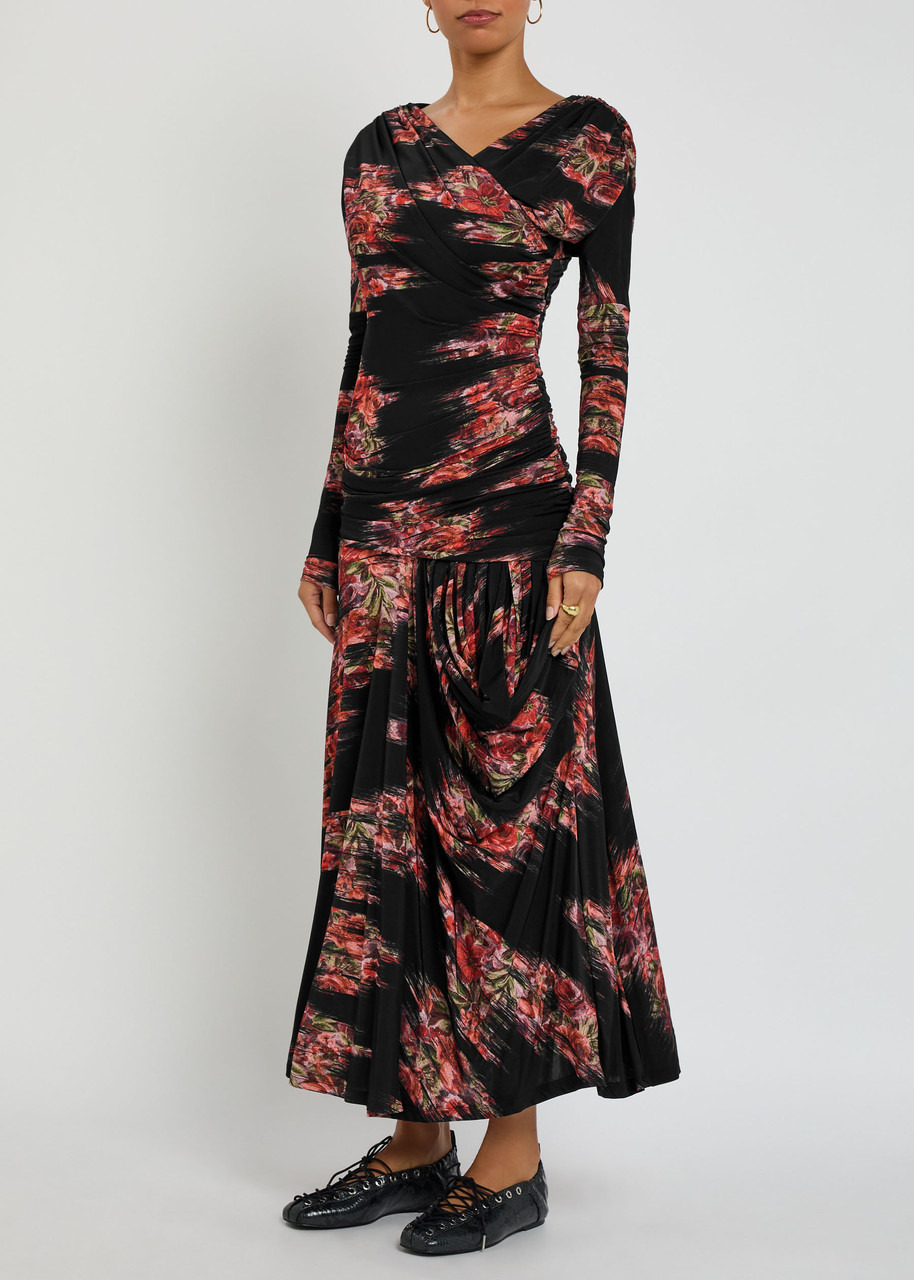 Ganni Floral-print Jersey Maxi Dress - 2