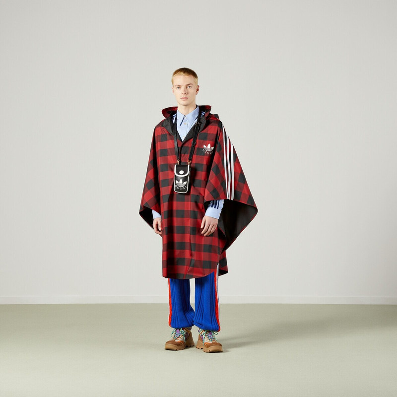 GUCCI adidas x Gucci Gingham nylon cape coat outlook
