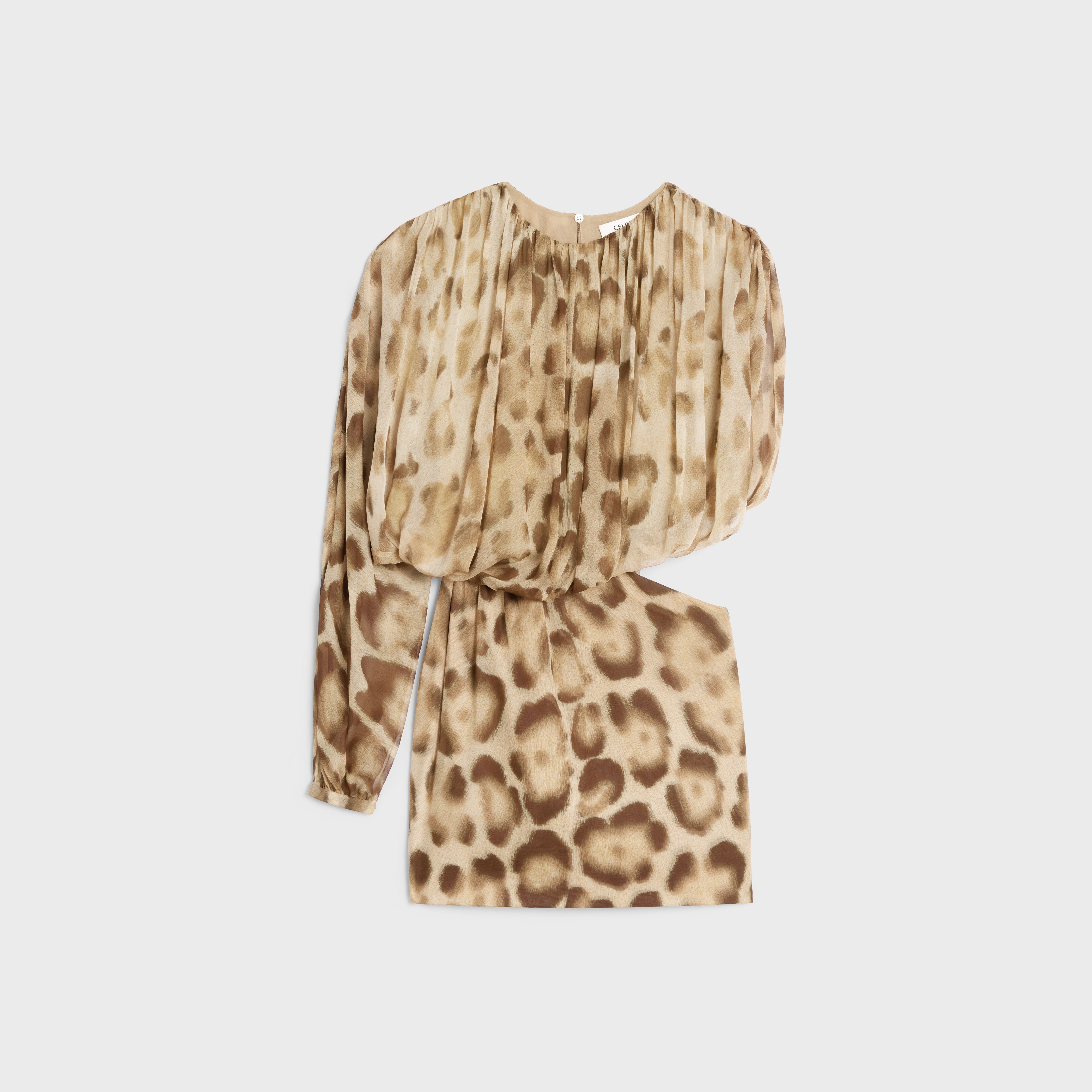 draped mini dress in silk muslin - 1
