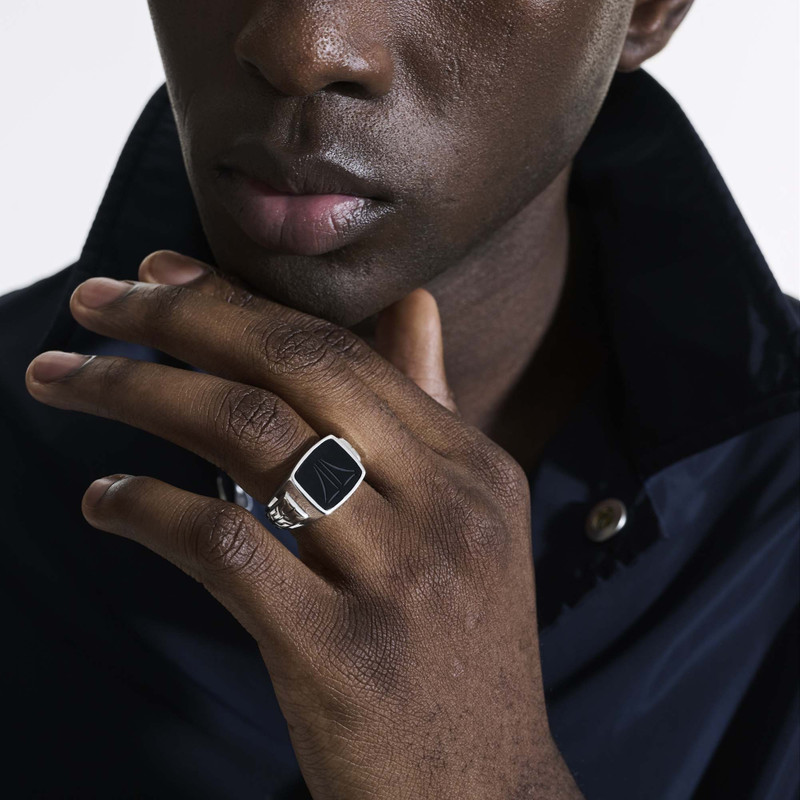 Carved Signet Ring, Sterling Silver 3