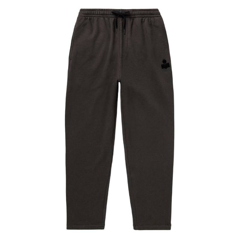 Isabel Marant Faded Black Mailesco Logo-Flocked Sweatpants - 5