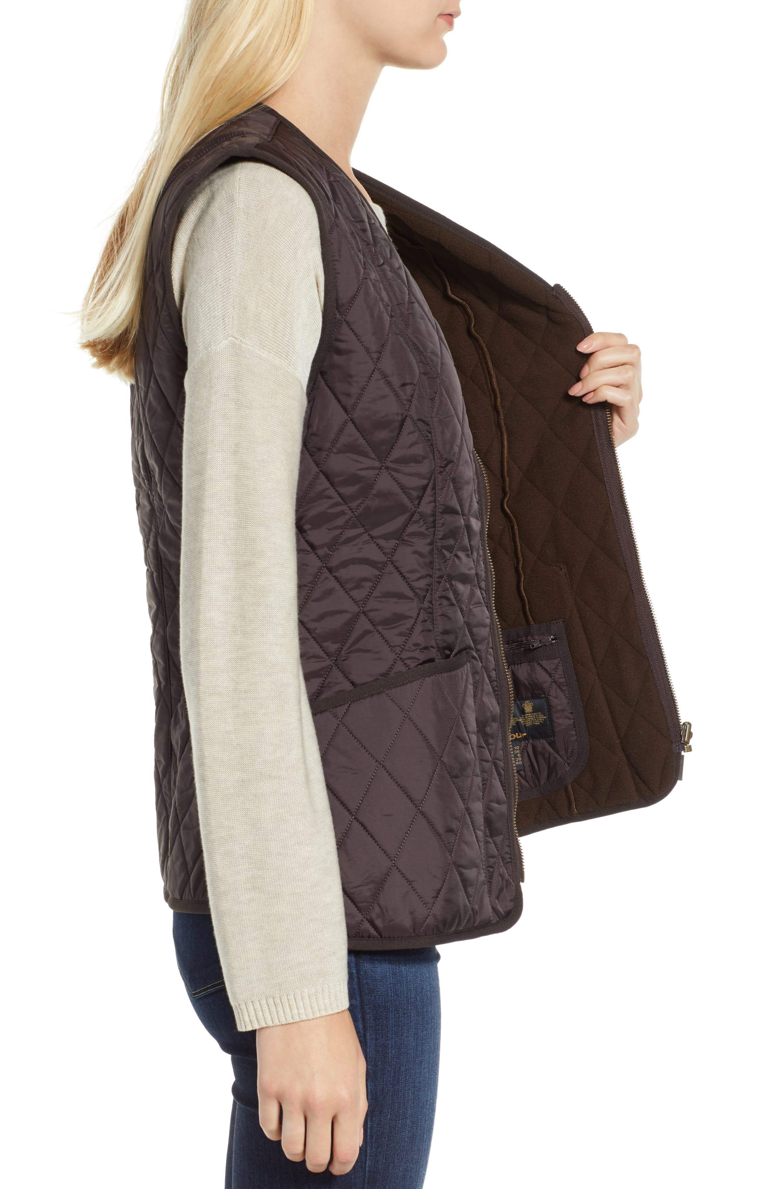 Barbour Betty Quilted Fleece Lined Vest in Brown at Nordstrom - 3